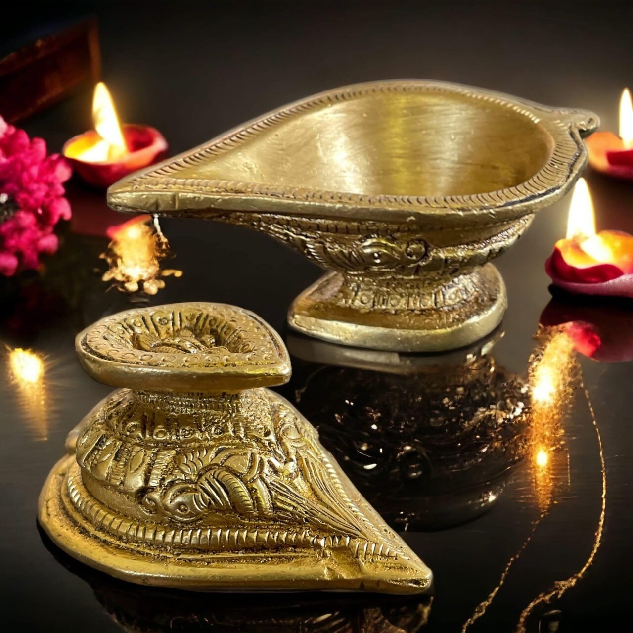 Brass Diya Indian Diya Oil Lamps for Home Decoration, Mandir, Temple, Traditional Hindu Puja, Religious Decor, Diwali Deepawali, Housewarming Return Gift Items